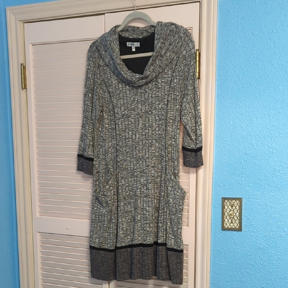 Gray Cowl Neck Sweater Dress